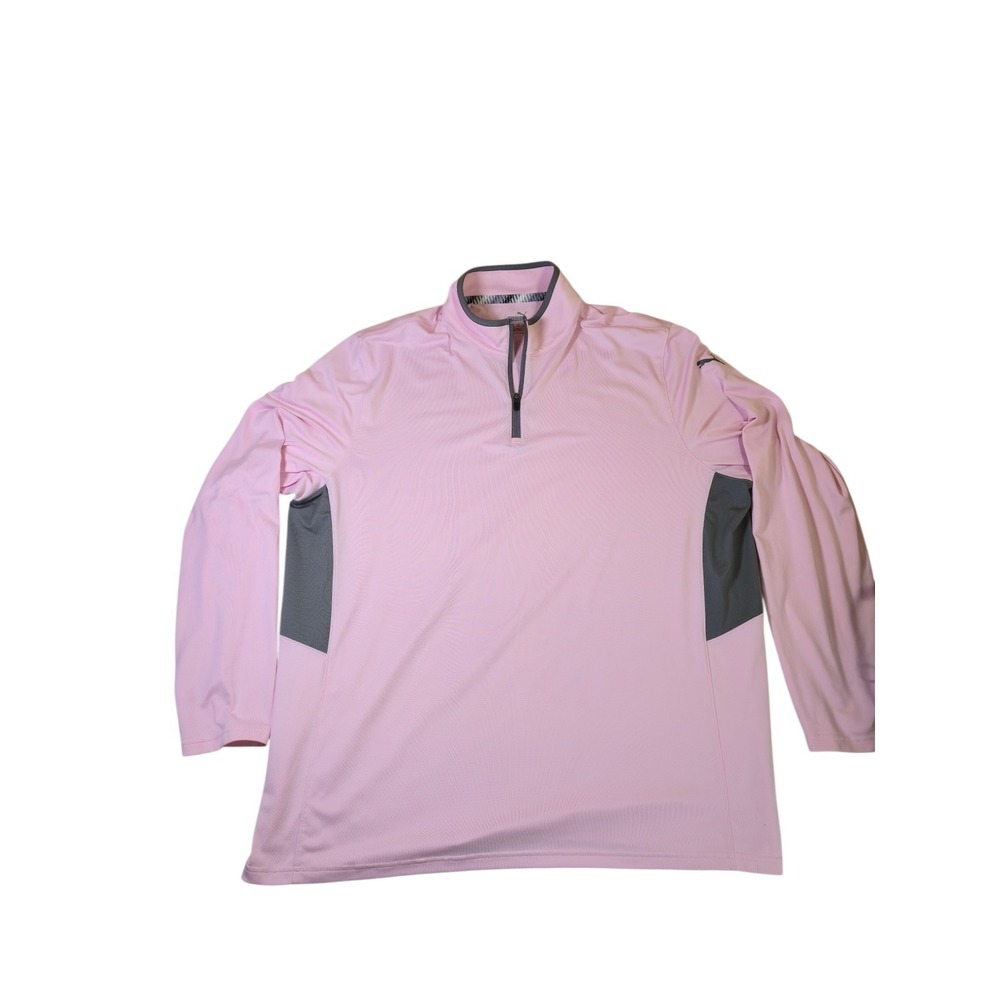Puma Golf Mens XXL Pink Grey Quarter Zip Pullover Long Sleeve Performance Shirt - Picture 2 of 7